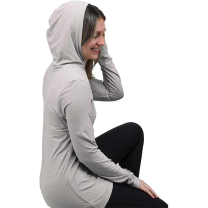Rear View of Grey WELLABLE Women's Knit Hoodie plain