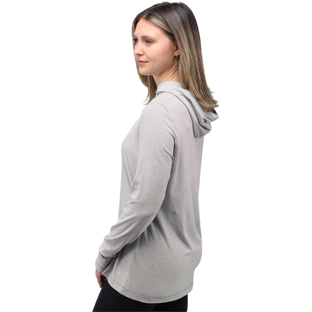 Rear View of Grey WELLABLE Women's Knit Hoodie plain