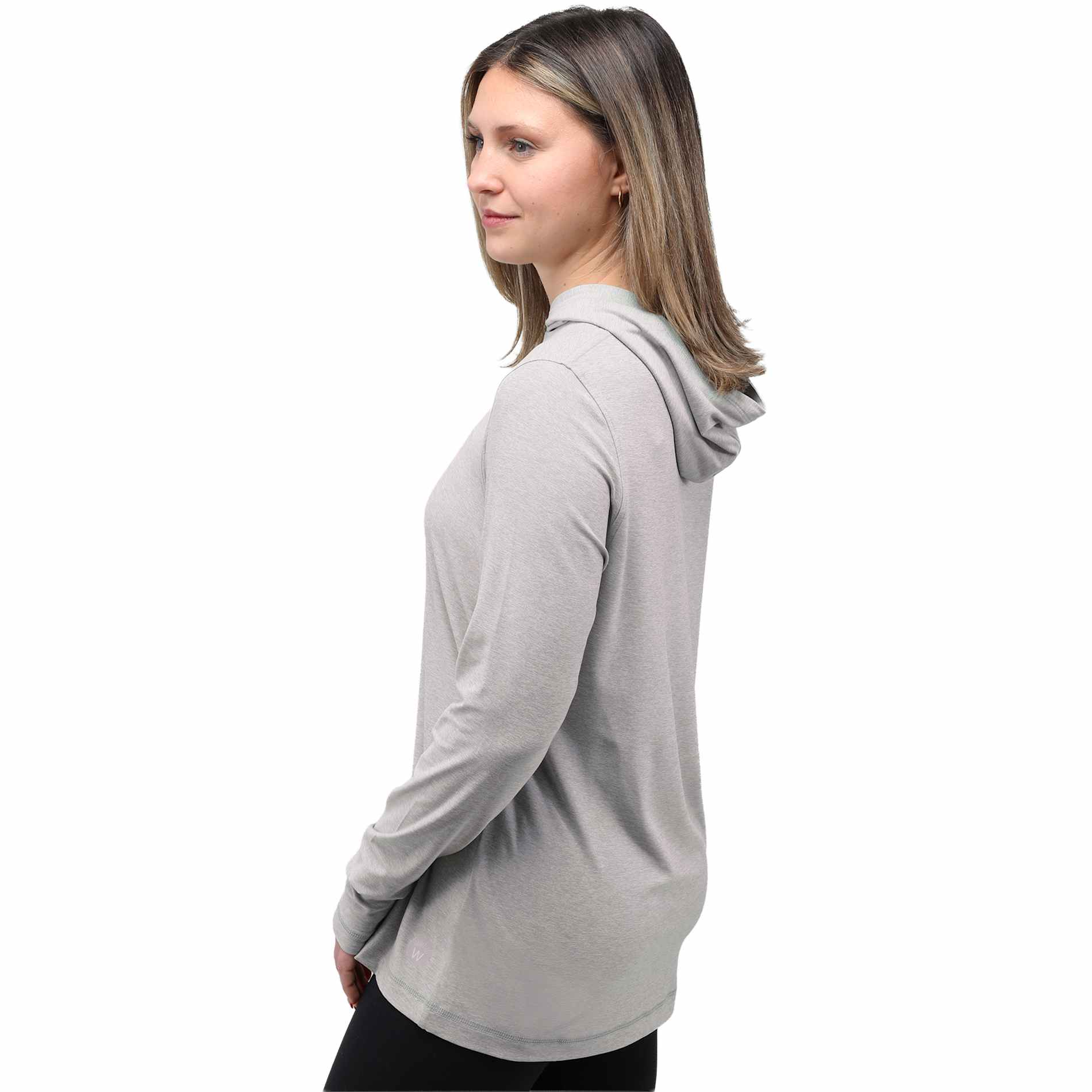 Rear View of Grey WELLABLE Women's Knit Hoodie plain