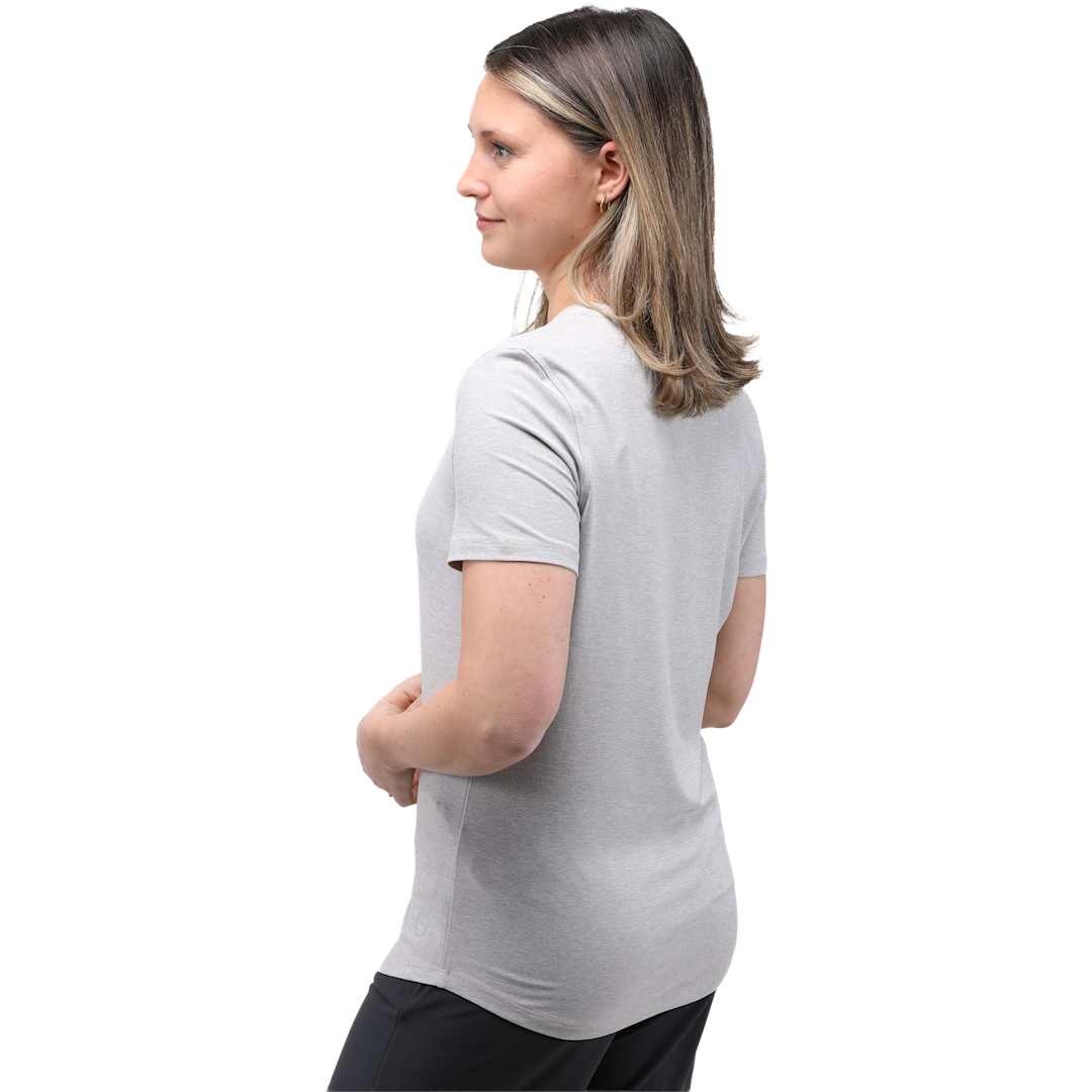 Rear View of Grey WELLABLE Women's Short Sleeve Tee plain