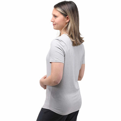 Rear View of Grey WELLABLE Women's Short Sleeve Tee plain