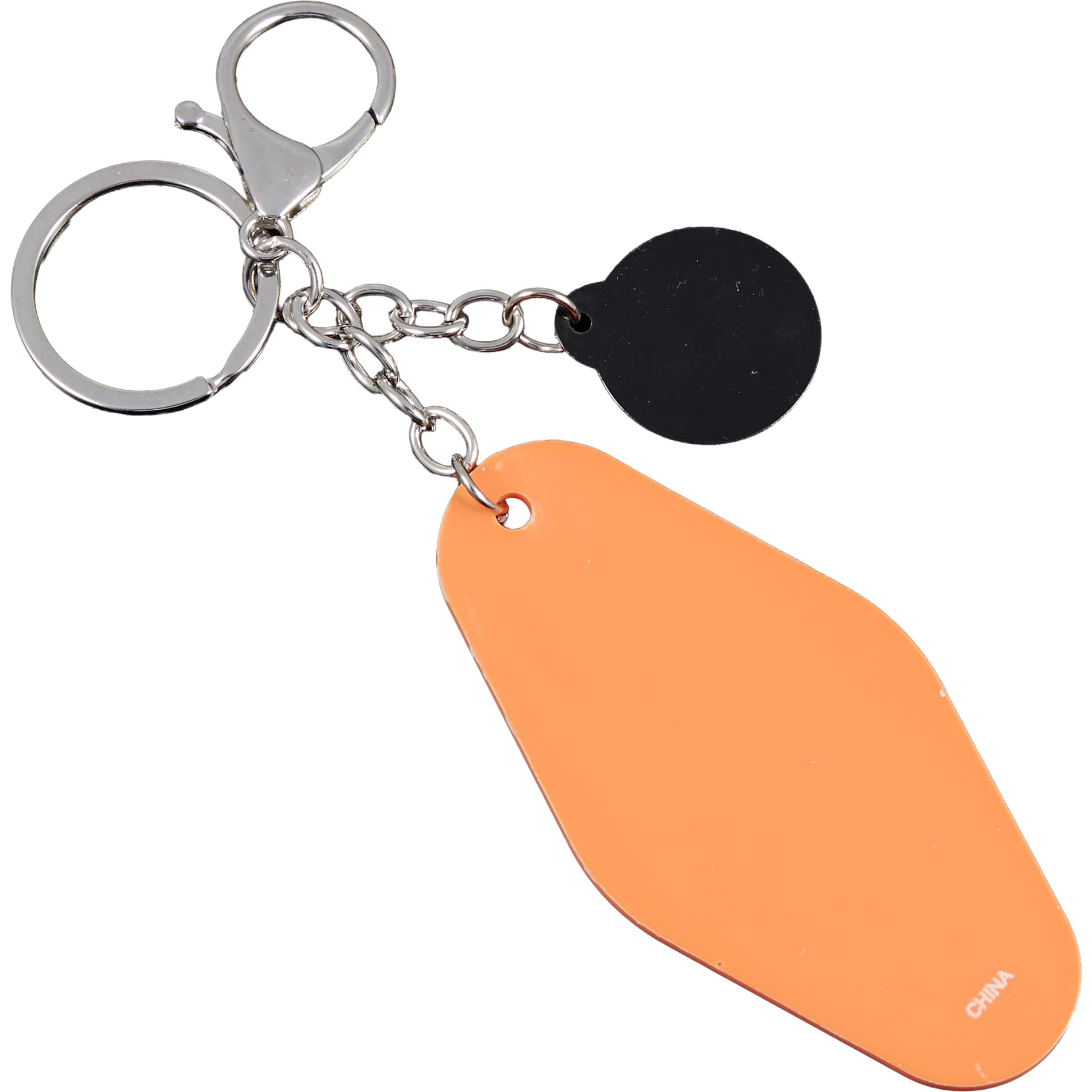 Rear View of Orange Basketball Motel Keychain plain