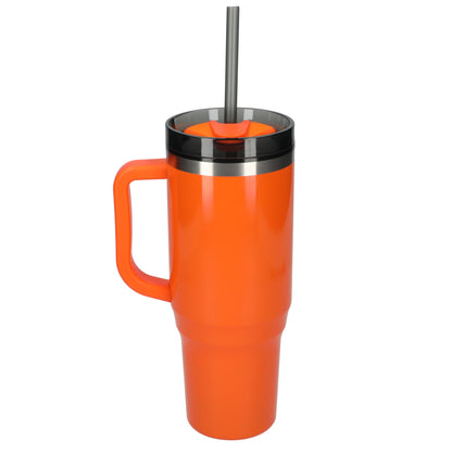 Rear View of Orange Thor 40oz Straw Tumbler plain