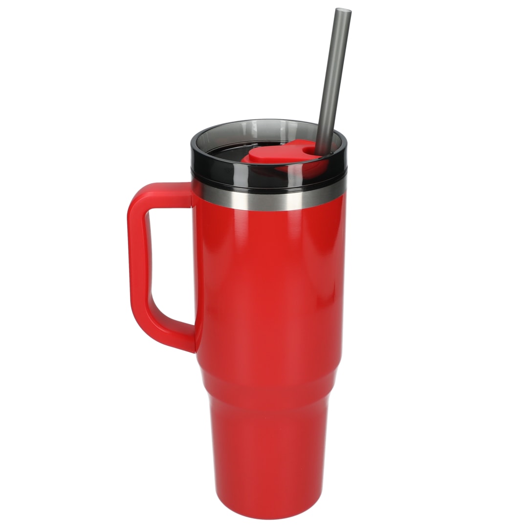 Rear View of Red Thor 40oz Straw Tumbler plain