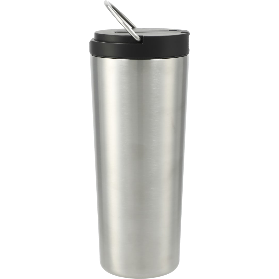 Rear View of Silver Thor Copper Insulated Tumbler 24oz Flip Straw Lid