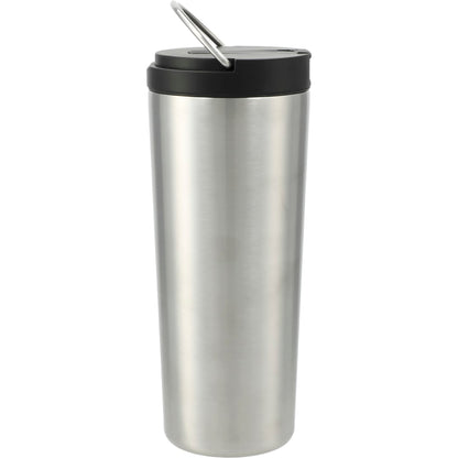 Rear View of Silver Thor Copper Insulated Tumbler 24oz Flip Straw Lid