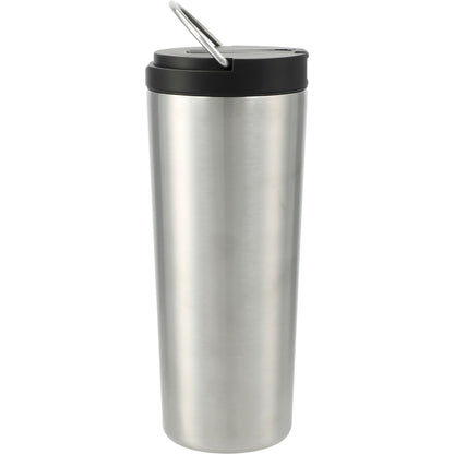 Rear View of Silver Thor Copper Insulated Tumbler 24oz Flip Straw Lid