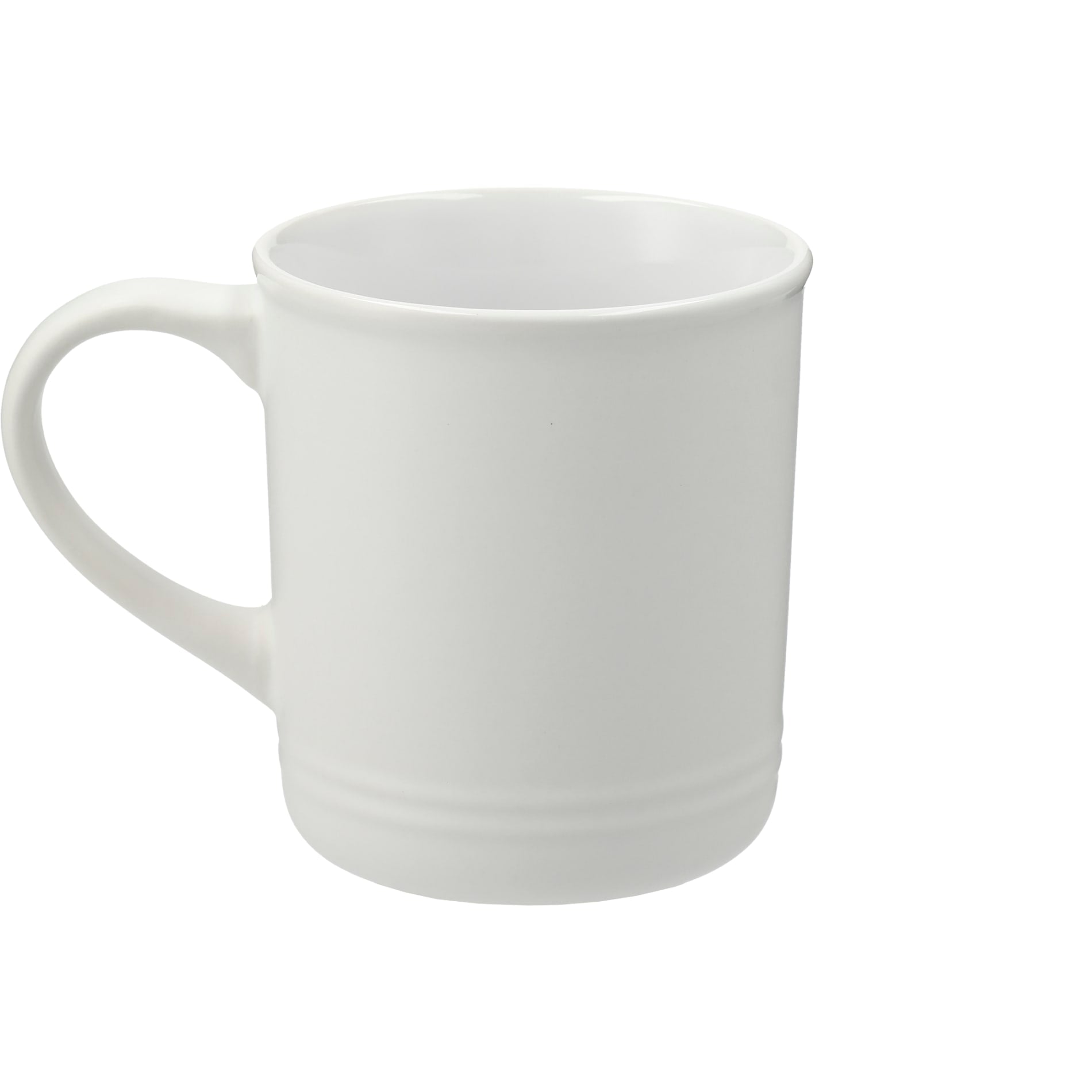 Rear View of White Bronx 12oz Ceramic Mug plain