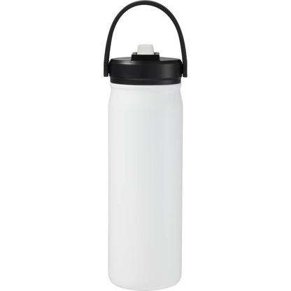 Rear View of White Carpo 20oz Straw lid Vacuum Bottle