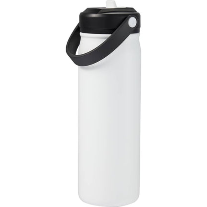 Rear View of White Carpo 20oz Straw lid Vacuum Bottle