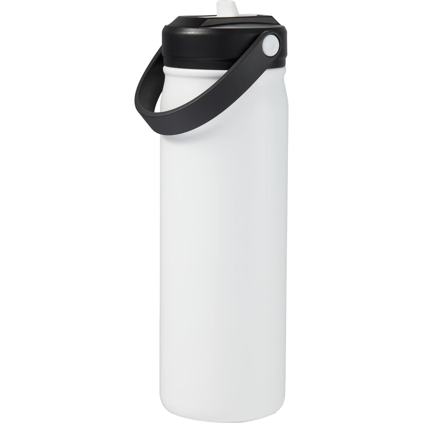 Rear View of White Carpo 20oz Straw lid Vacuum Bottle