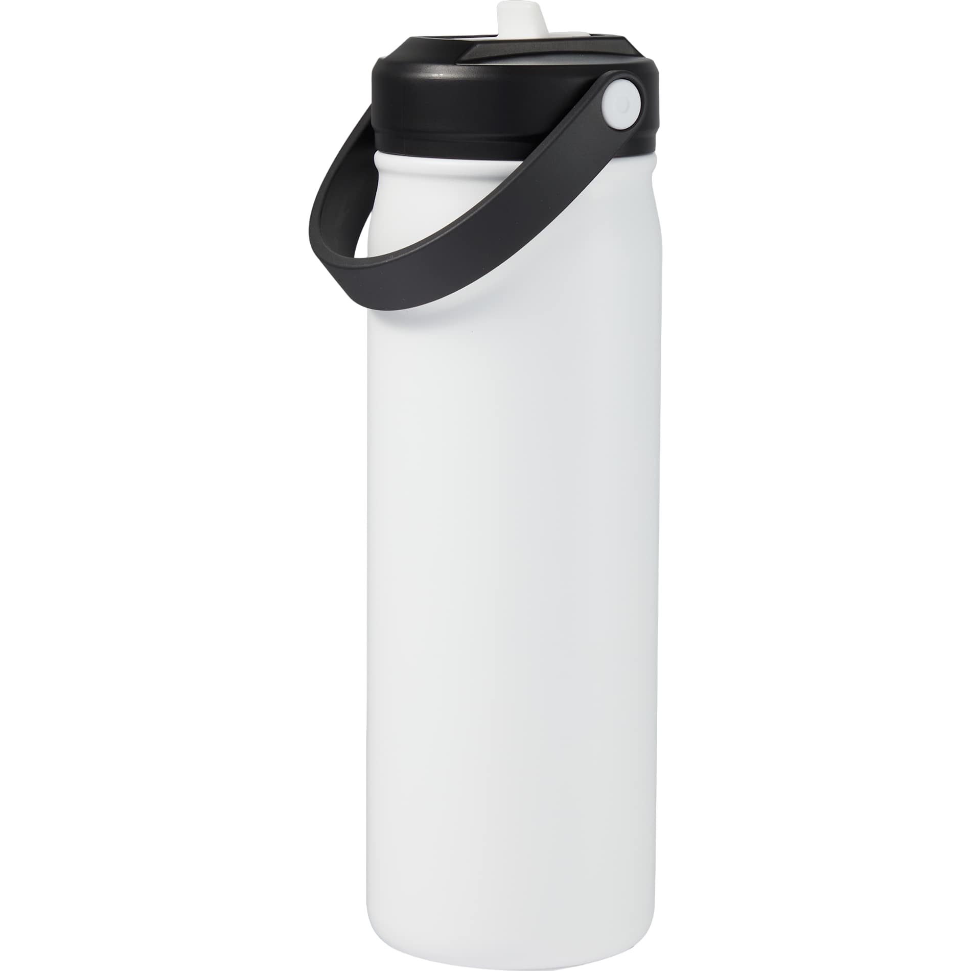 Rear View of White Carpo 20oz Straw lid Vacuum Bottle