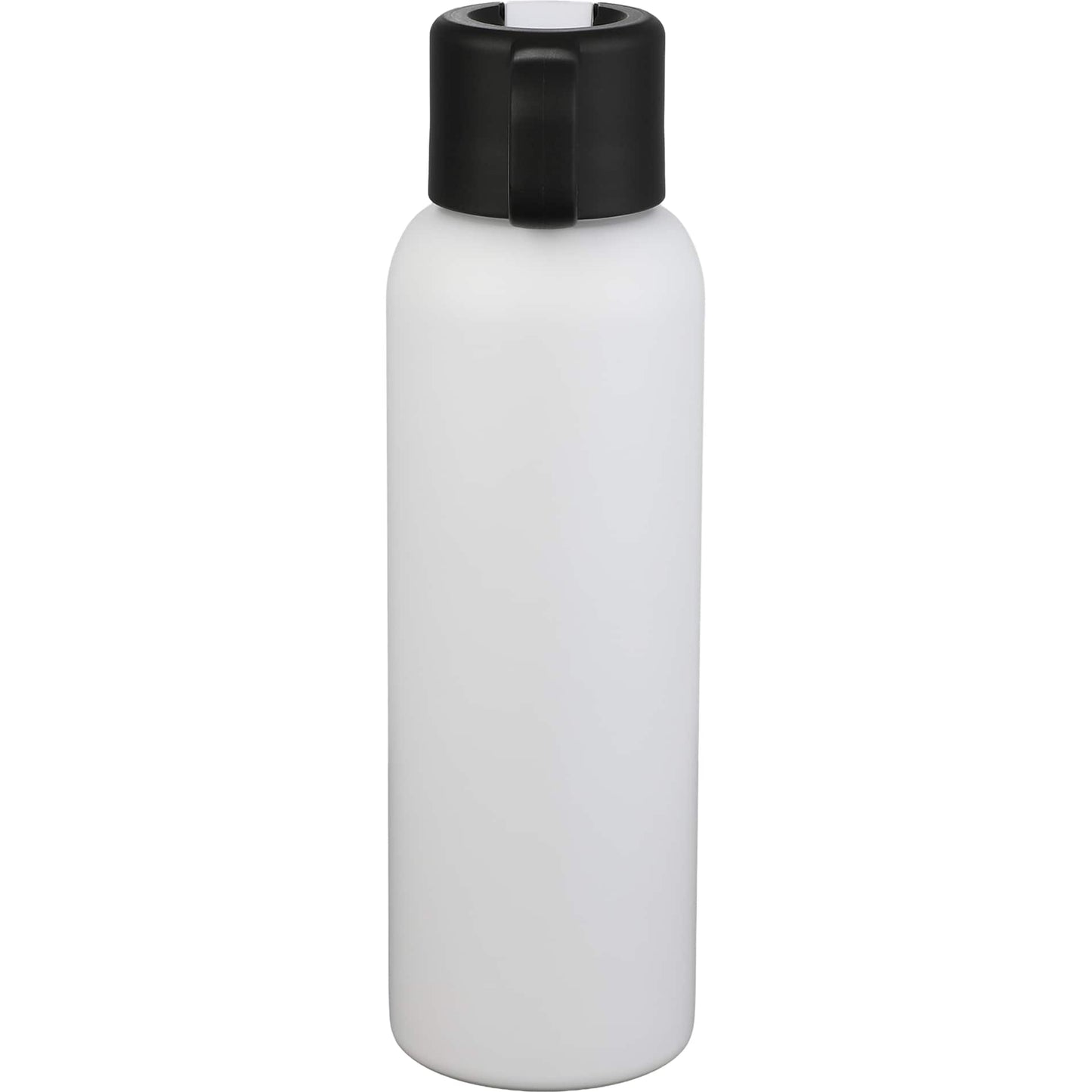 Rear View of White Clio Eco-Friendly Straw Lid Vacuum Bottle 22oz plain