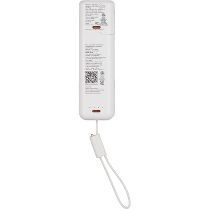 Rear View of White ETL Listed 5000 mAh 20W PD Power Bank with AC Plug