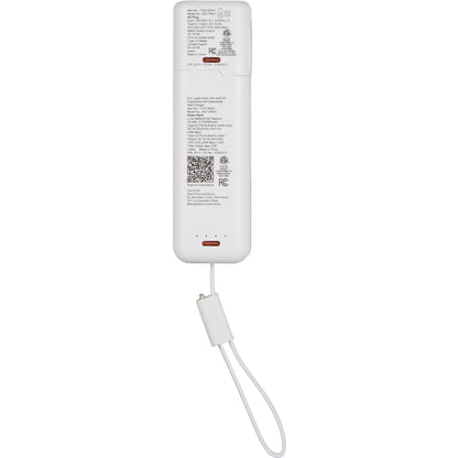 Rear View of White ETL Listed 5000 mAh 20W PD Power Bank with AC Plug