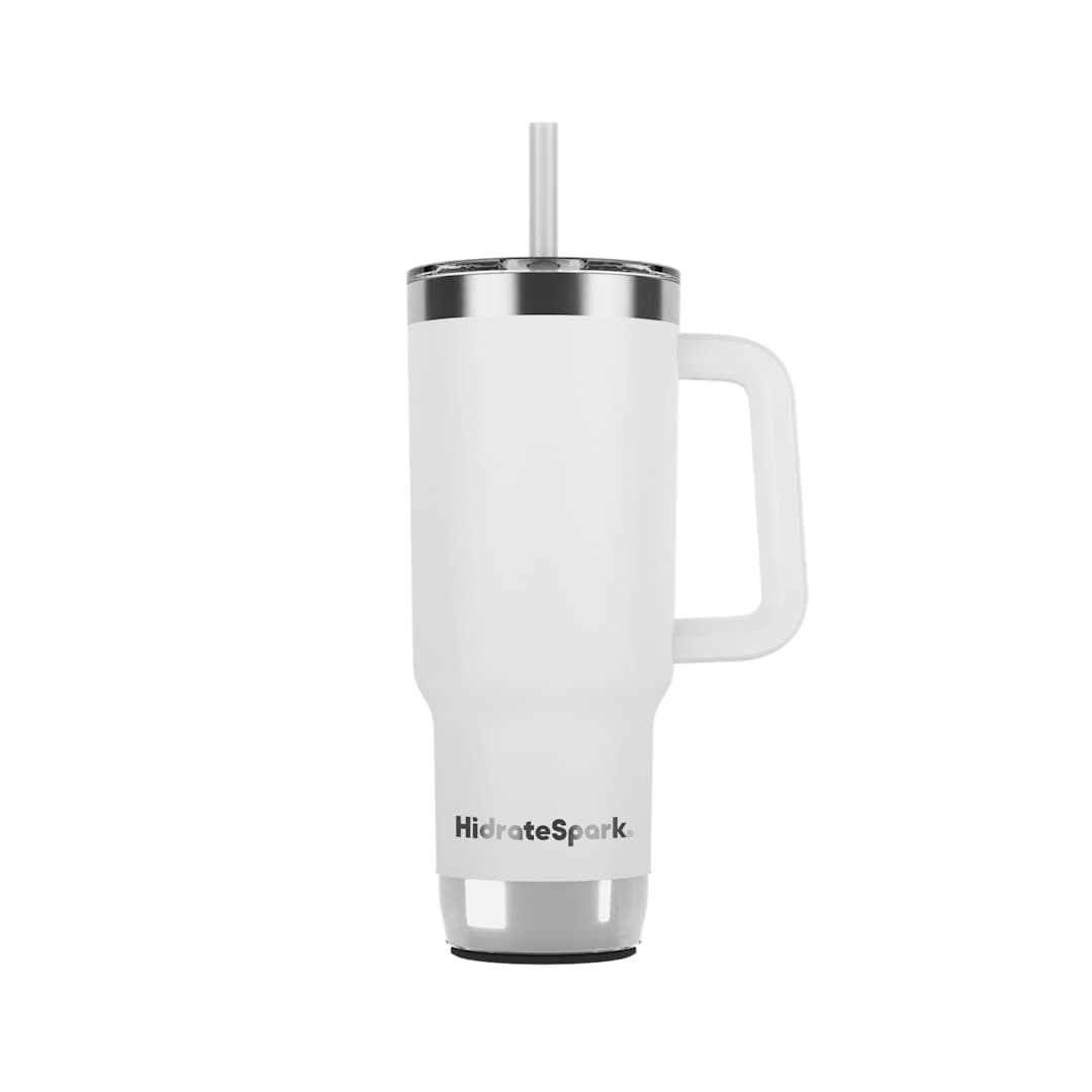 Rear View of White HidrateSpark Pro 2 Tumbler 30oz