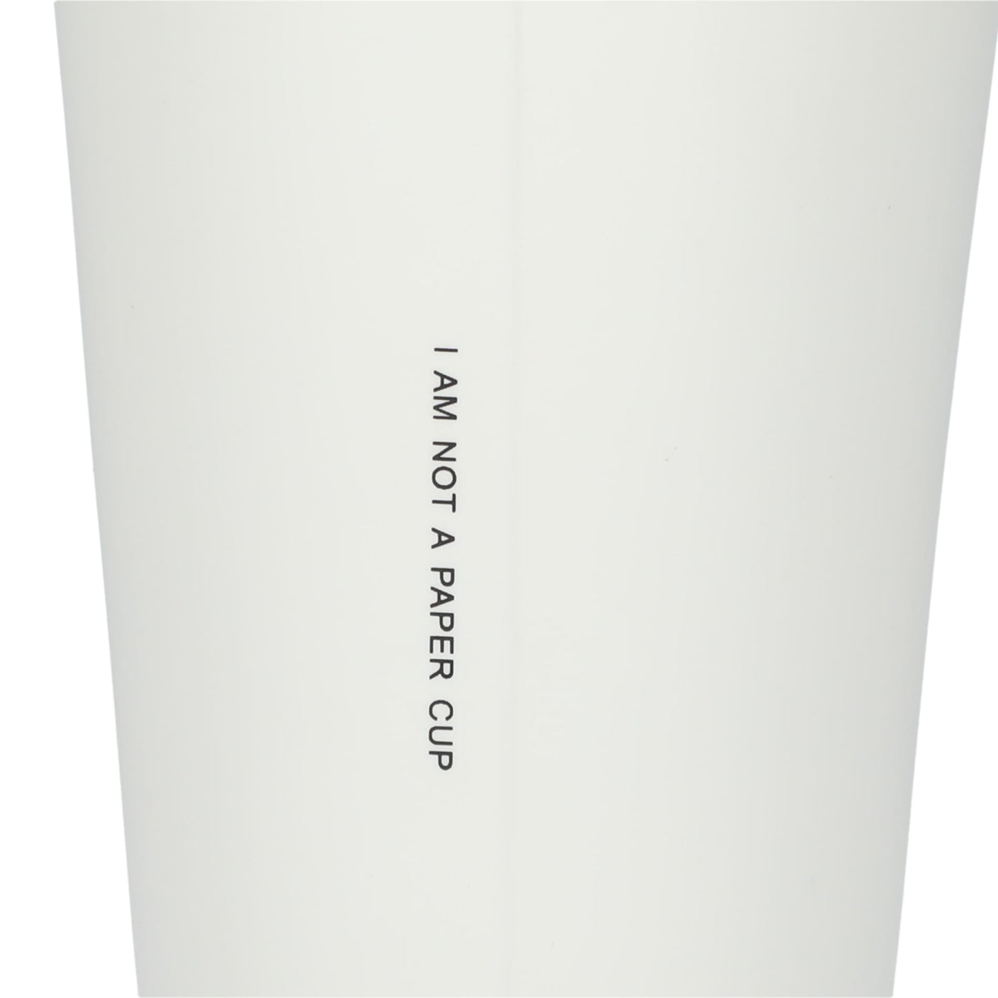 Rear View of White I'm not a paper cup 10oz ceramic tumbler plain