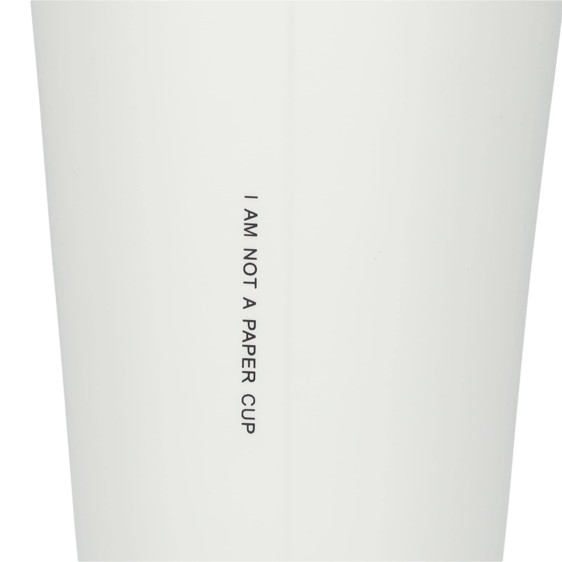 Rear View of White I'm not a paper cup 10oz ceramic tumbler plain