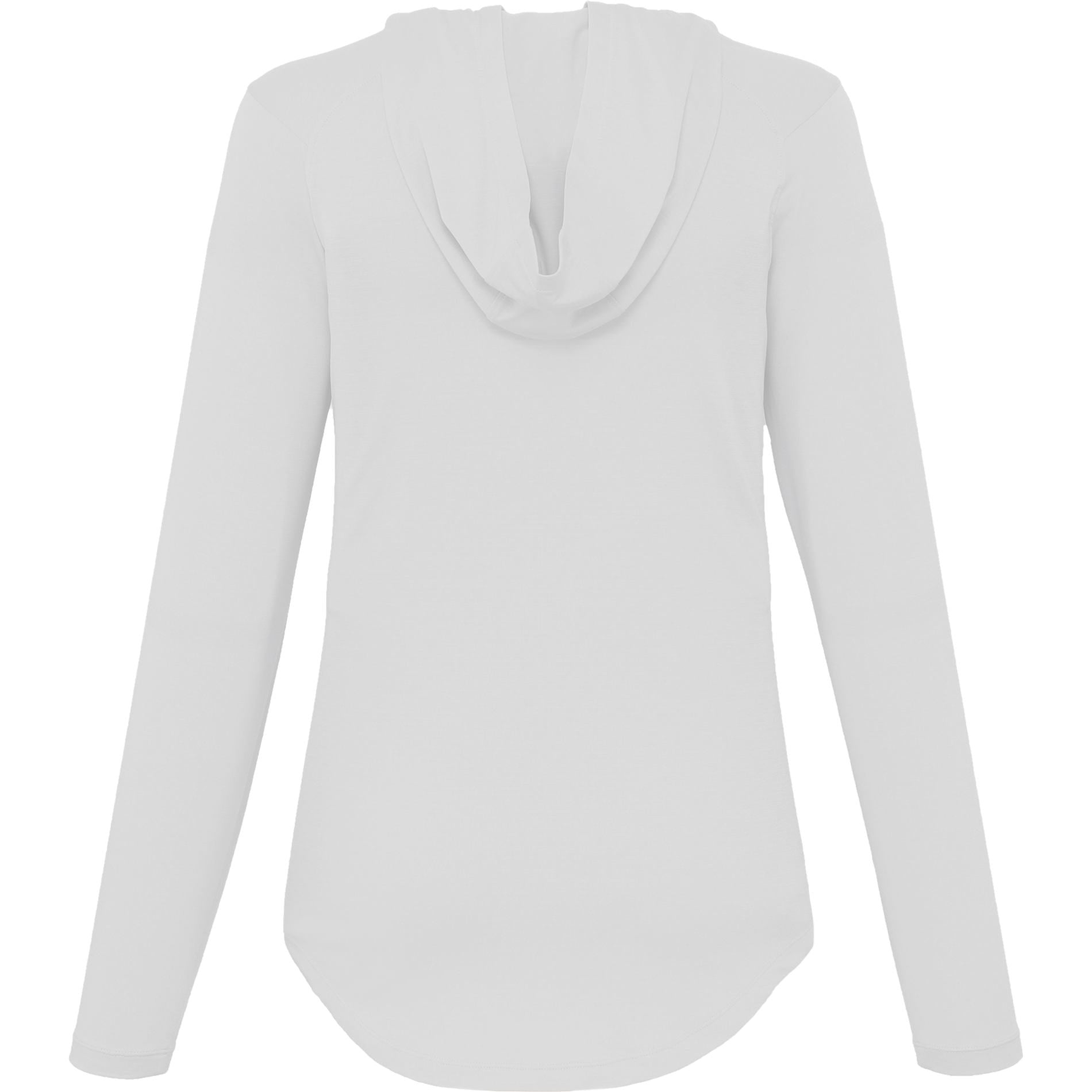 Rear View of White IZU Everything Performance Hoodie - Women's plain