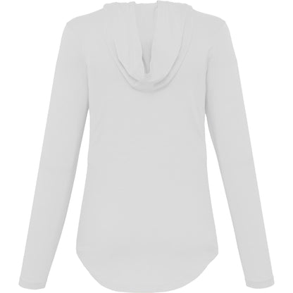 Rear View of White IZU Everything Performance Hoodie - Women's plain