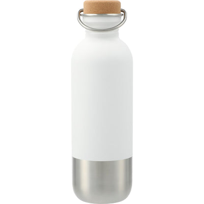 Rear View of White Lagom Single wall Stainless steel Bottle 27oz plain