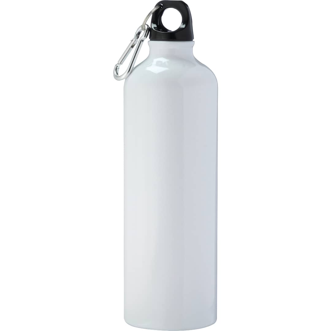 Rear View of White Pacific 26oz Aluminum Sports Bottle plain