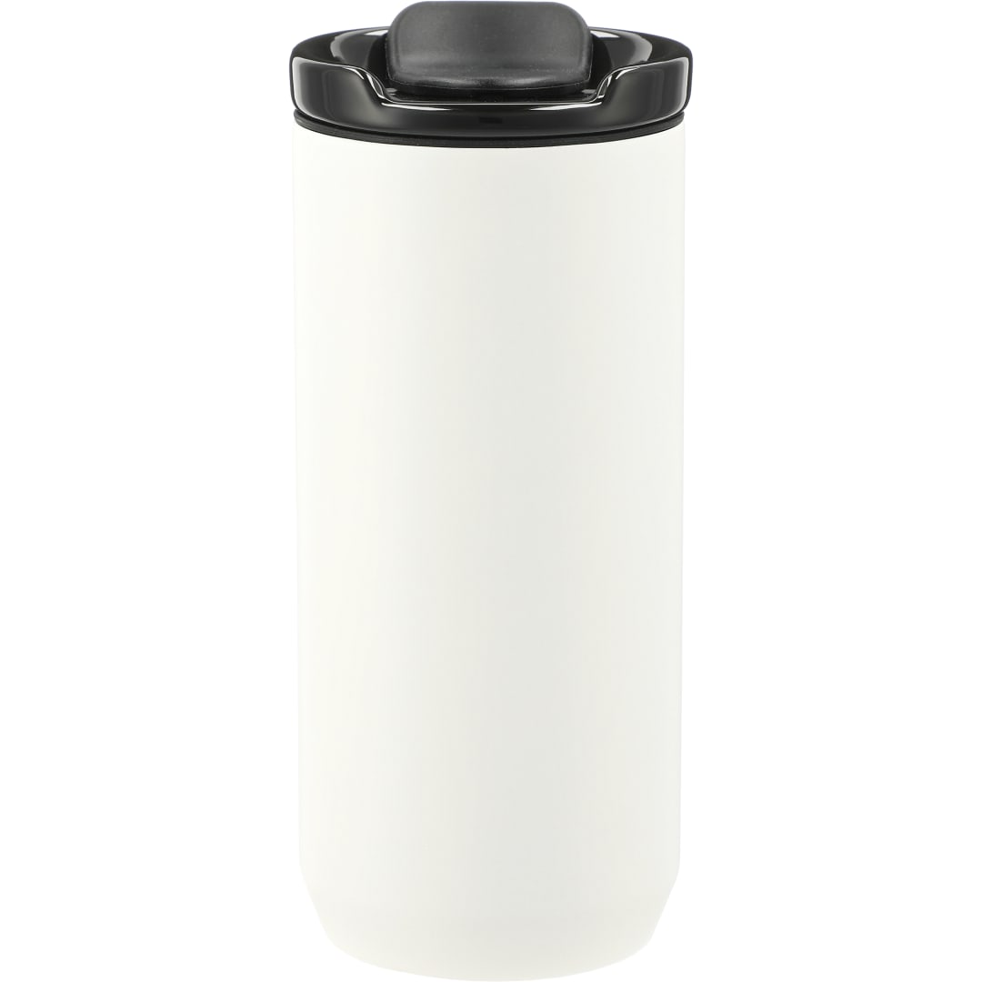 Rear View of White Seneca Tumbler 16oz w/ Ceramic Lid & Lining