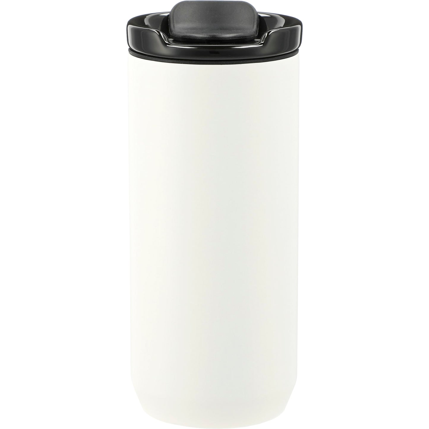 Rear View of White Seneca Tumbler 16oz w/ Ceramic Lid & Lining