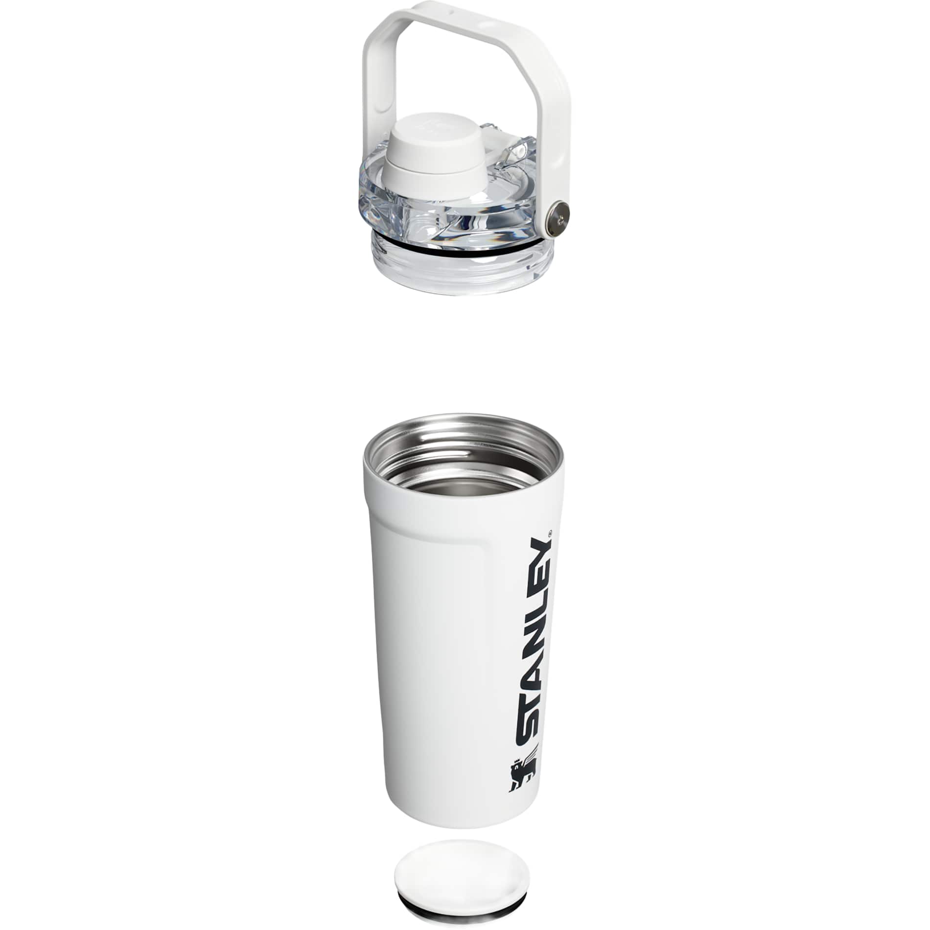 Rear View of White Stanley Activate Shaker Bottle 20oz