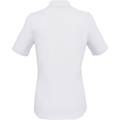 Rear View of White TATRA Eco Short Knit Button Up Sleeve Shirt - Women's plain