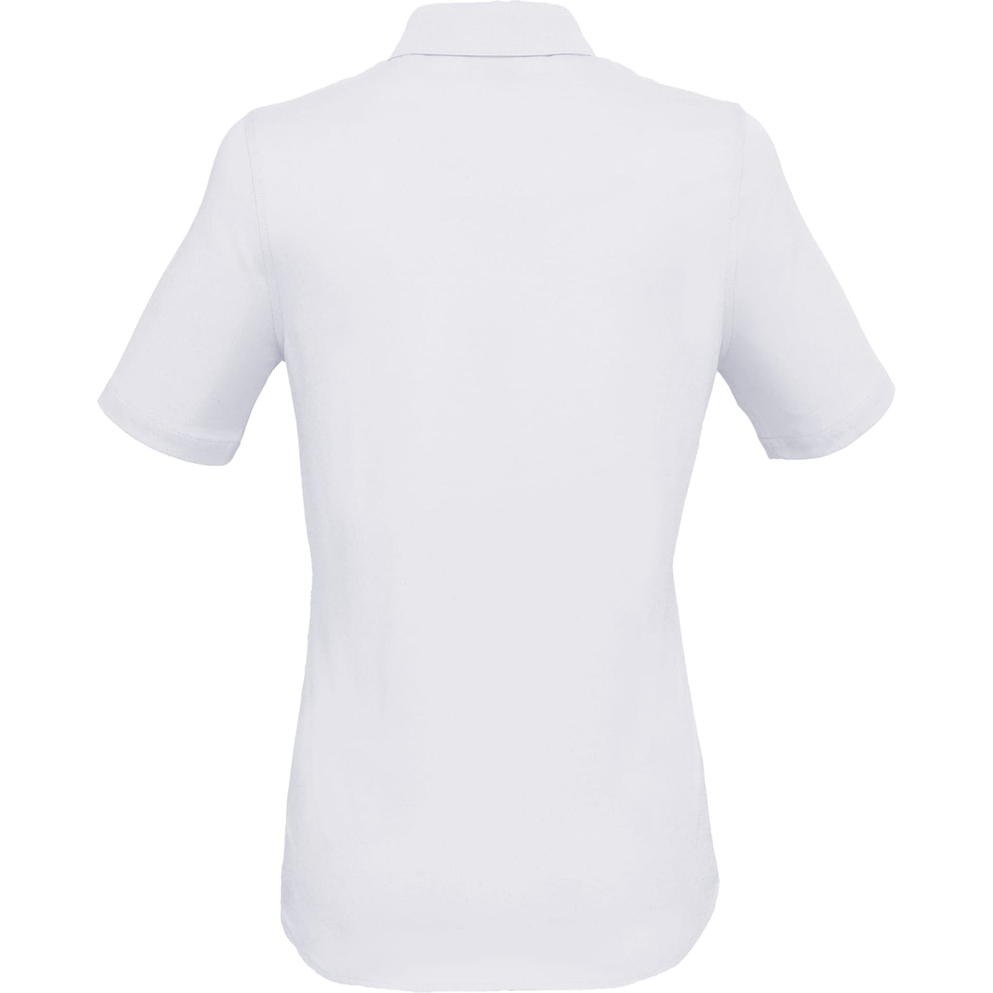 Rear View of White TATRA Eco Short Knit Button Up Sleeve Shirt - Women's plain