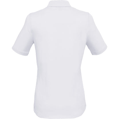 Rear View of White TATRA Eco Short Knit Button Up Sleeve Shirt - Women's plain
