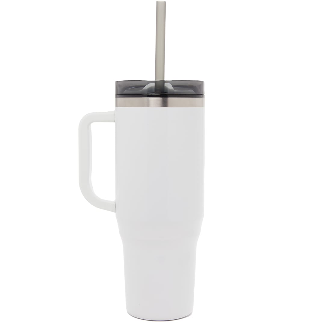 Rear View of White Thor 40oz Straw Tumbler plain