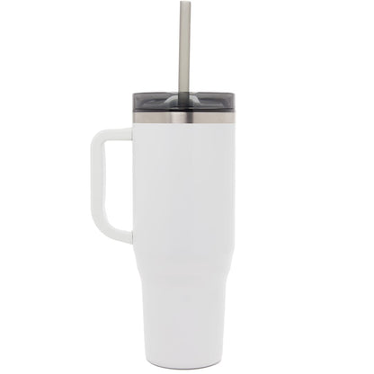 Rear View of White Thor 40oz Straw Tumbler plain