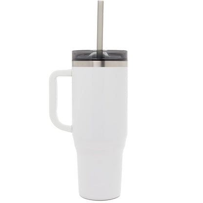 Rear View of White Thor 40oz Straw Tumbler plain