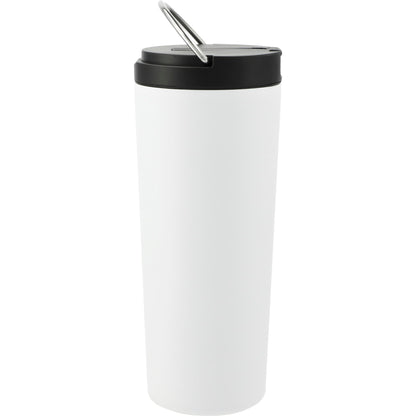Rear View of White Thor Copper Insulated Tumbler 24oz Flip Straw Lid