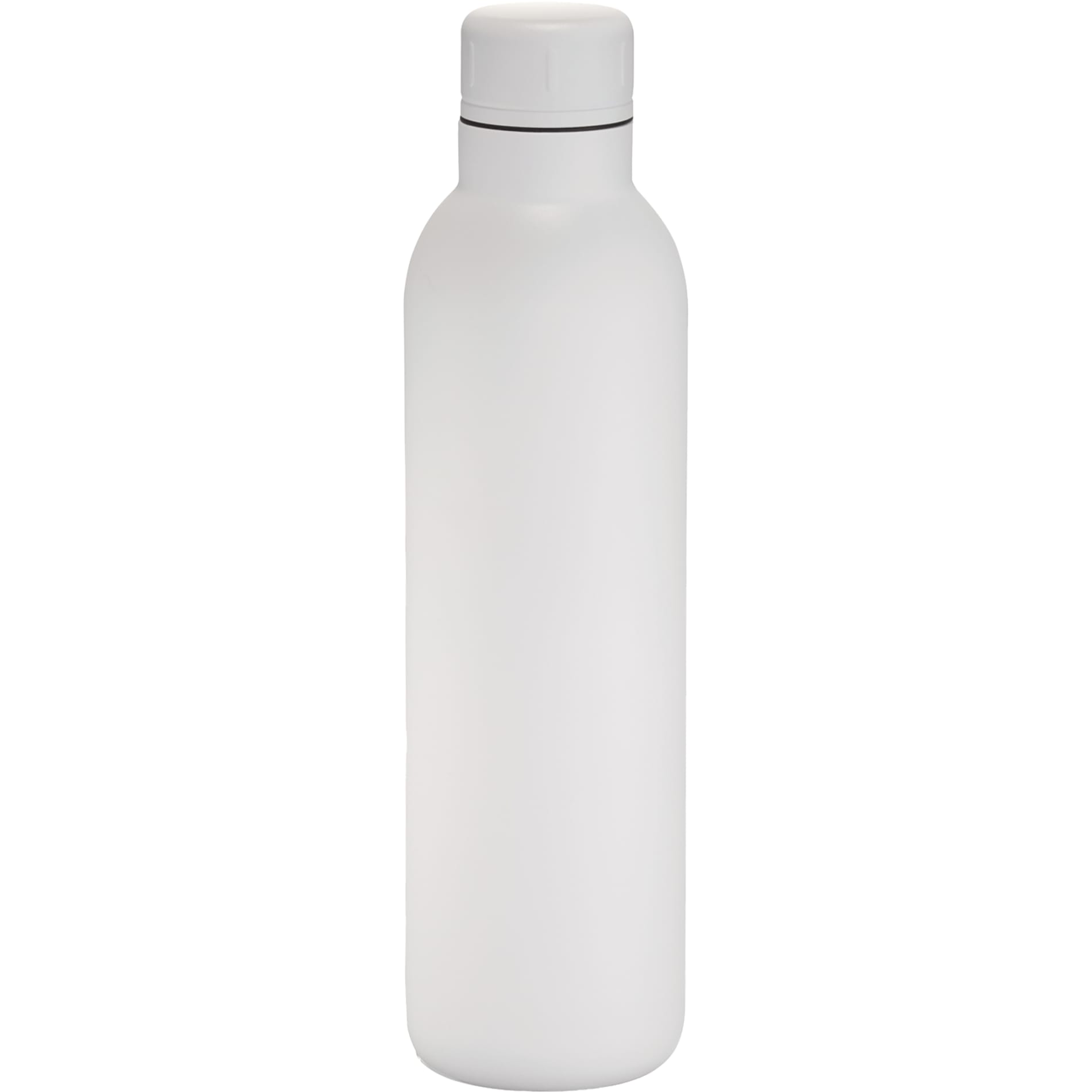 Rear View of White Thor Copper Vacuum Insulated Bottle 17oz plain