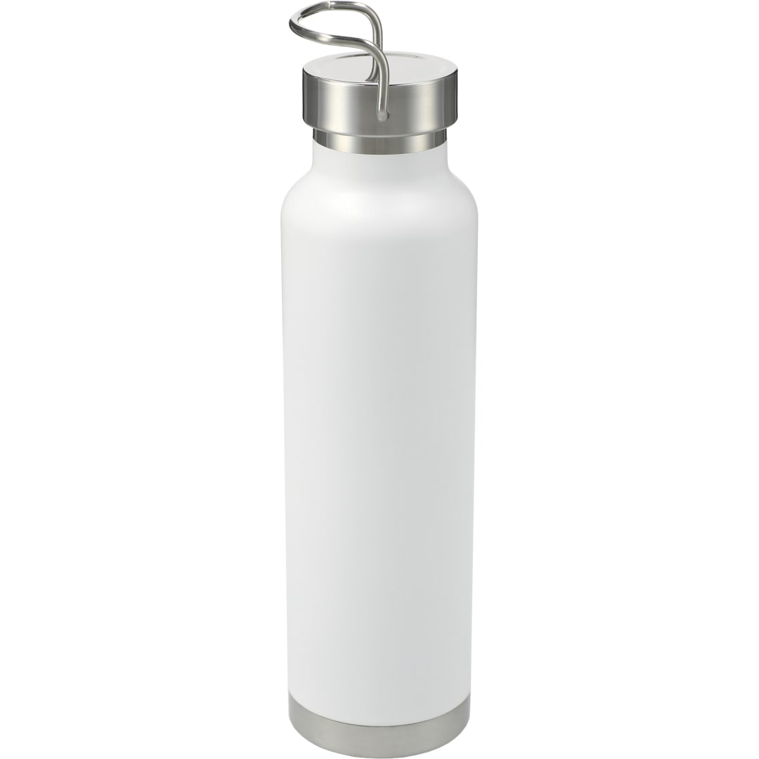 Rear View of White Thor Copper Vacuum Insulated Bottle 22oz plain