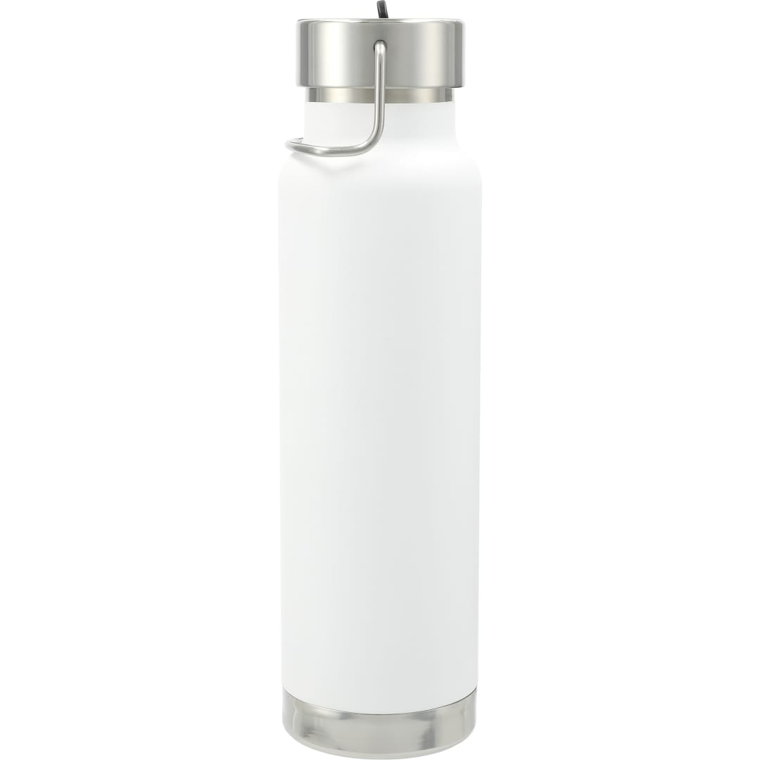 Rear View of White Thor Copper Vacuum Insulated Bottle 25oz Straw Lid