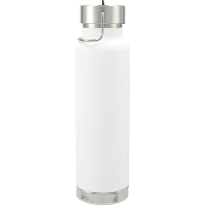 Rear View of White Thor Copper Vacuum Insulated Bottle 25oz Straw Lid