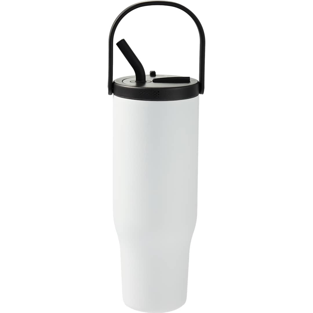 Rear View of White Trinity Recycled Straw Leak proof Tumbler 30oz