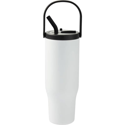 Rear View of White Trinity Recycled Straw Leak proof Tumbler 30oz