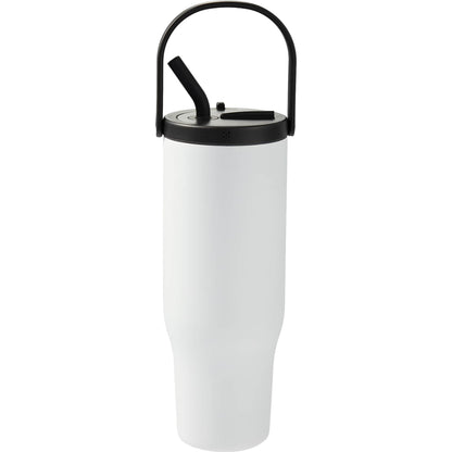 Rear View of White Trinity Recycled Straw Leak proof Tumbler 30oz