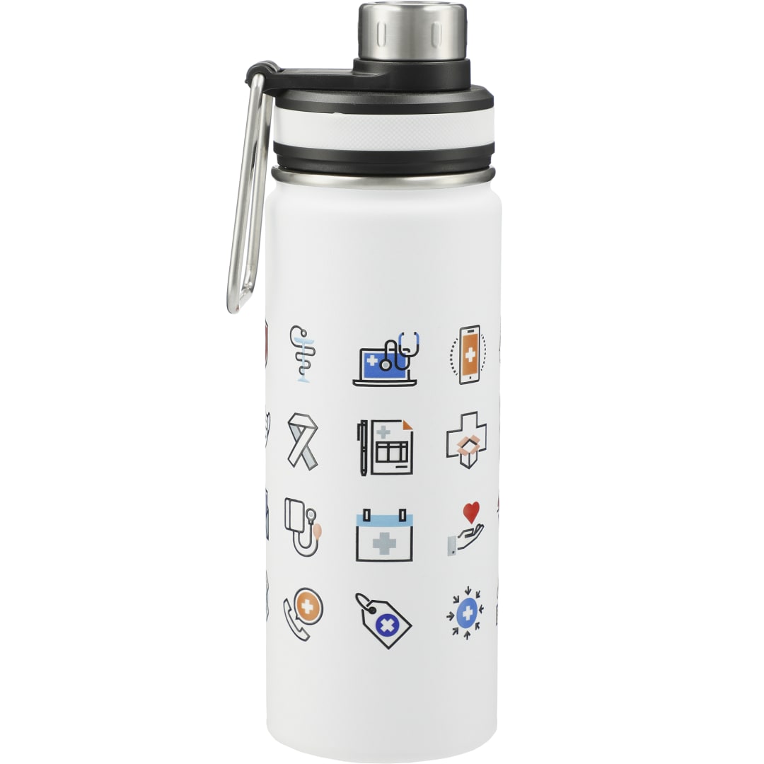 Rear View of White Vasco Copper Vacuum Insulated Bottle 20oz
