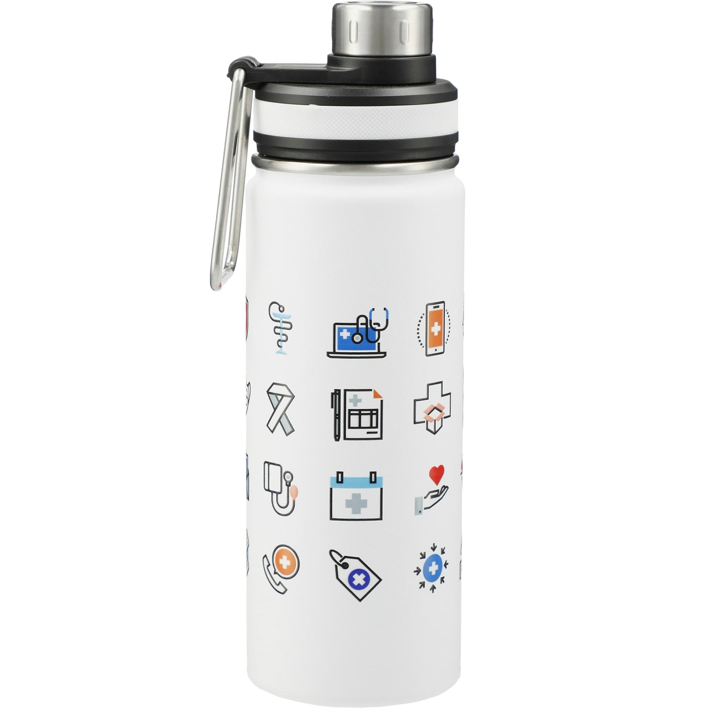 Rear View of White Vasco Copper Vacuum Insulated Bottle 20oz