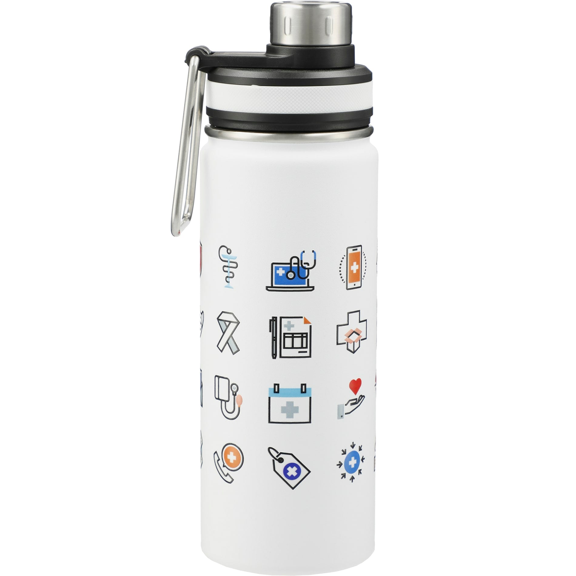 Rear View of White Vasco Copper Vacuum Insulated Bottle 20oz