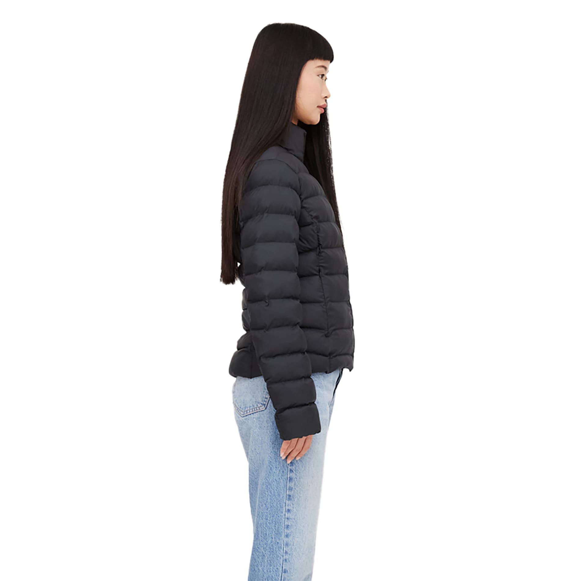 Right View of Black tentree Cloud Shell Packable Puffer - Women's plain