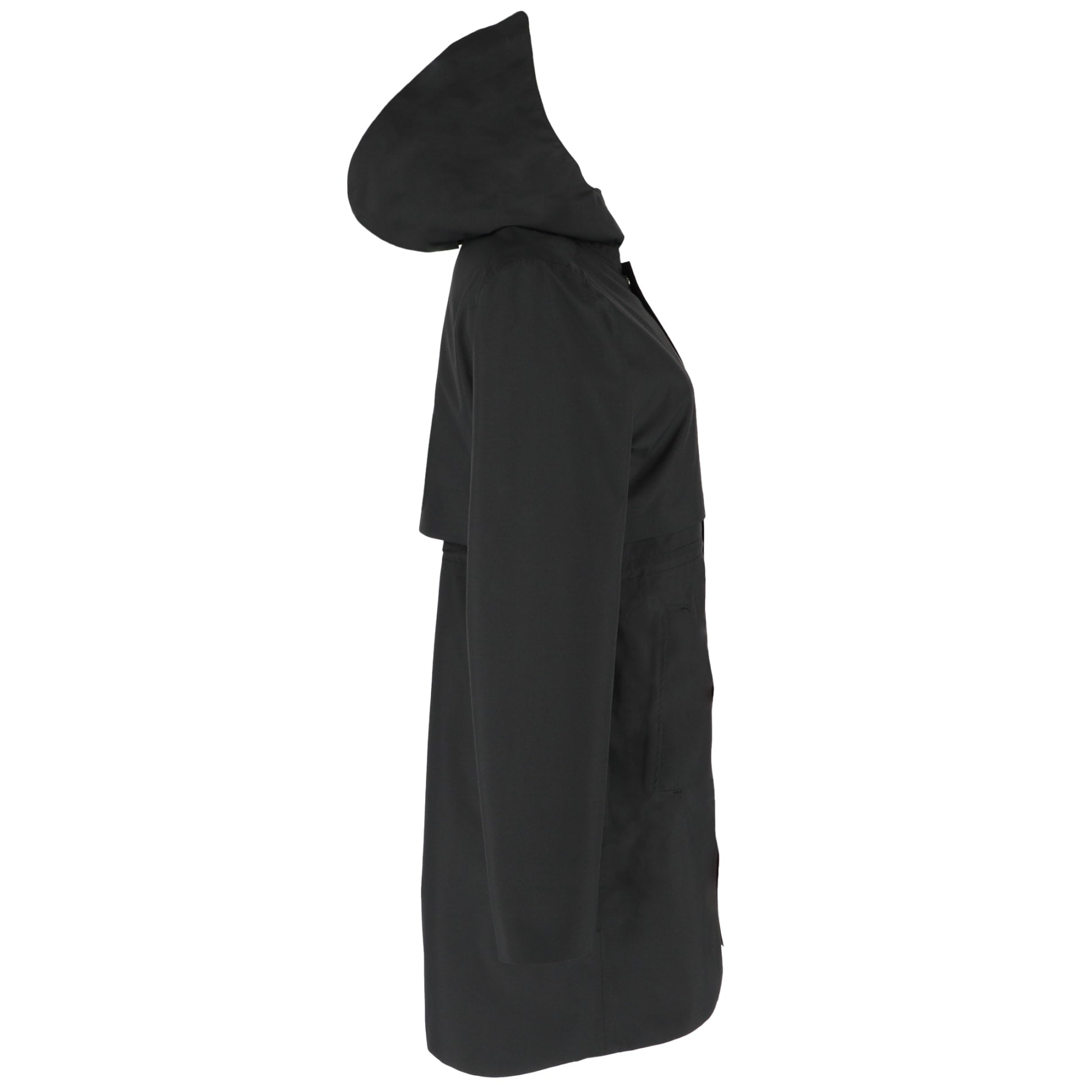 Right View of Black tentree Nimbus Long Rain Jacket - Women's plain