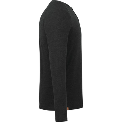 Right View of Black tentree TreeBlend Classic Henley Longsleeve - Men's plain
