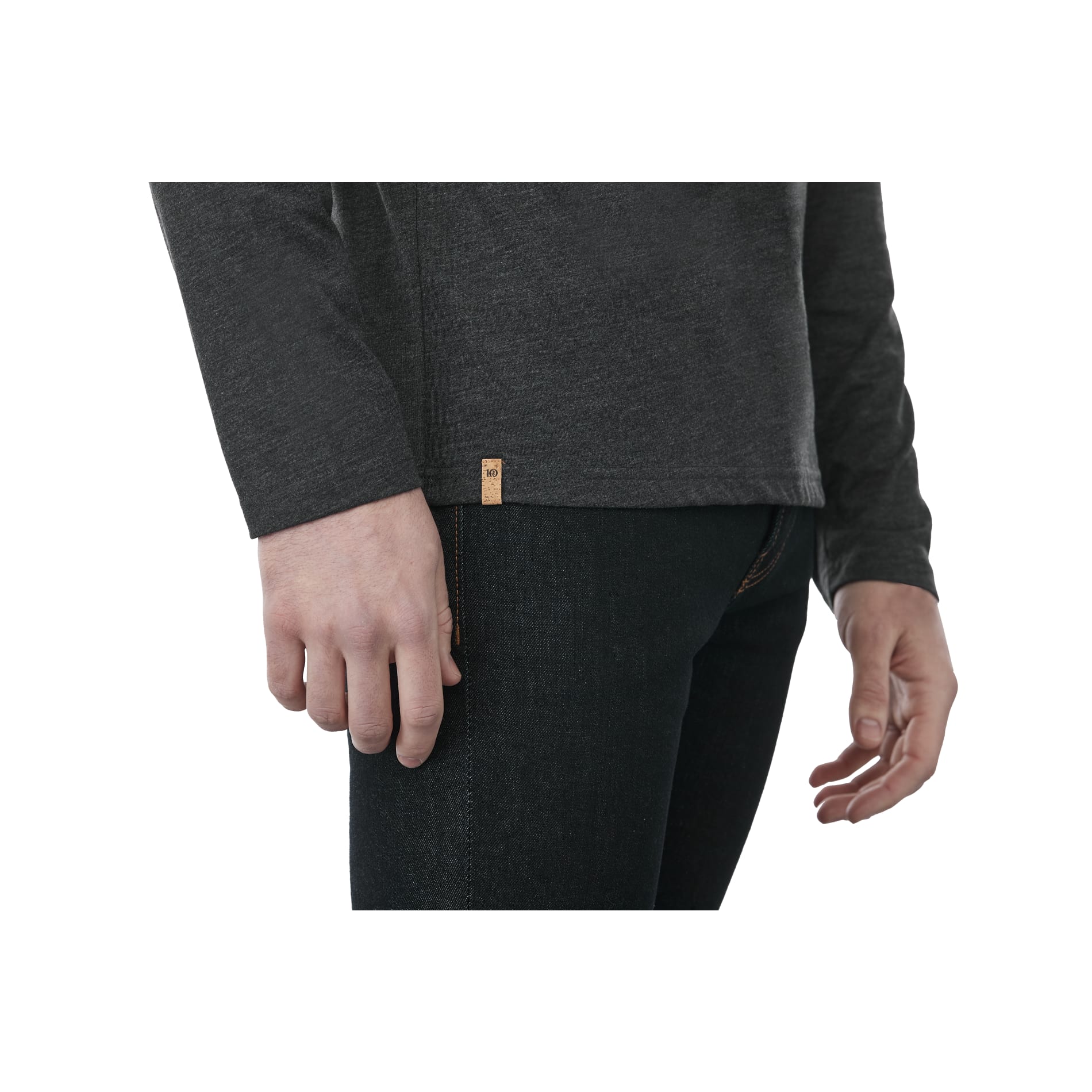 Right View of Black tentree TreeBlend Classic Henley Longsleeve - Men's